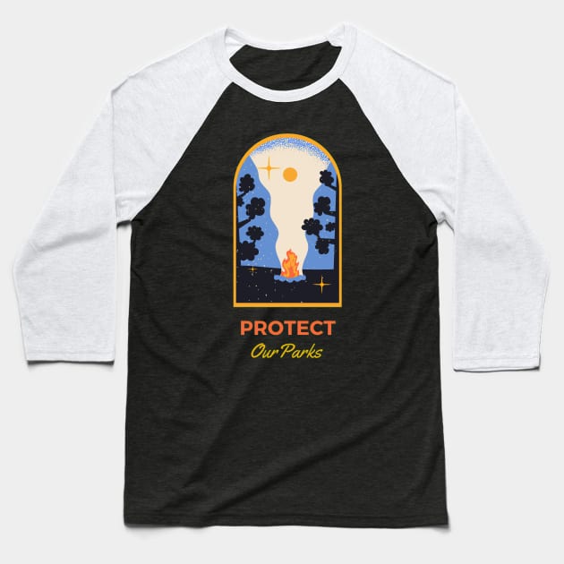 Protect our Parks (at night) Baseball T-Shirt by TexasToons